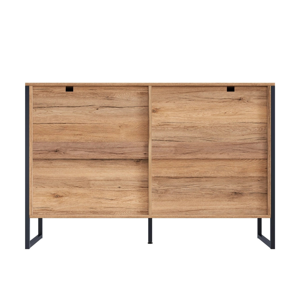 Credenza moderna 120 cm con 6 cassetti nero e legno