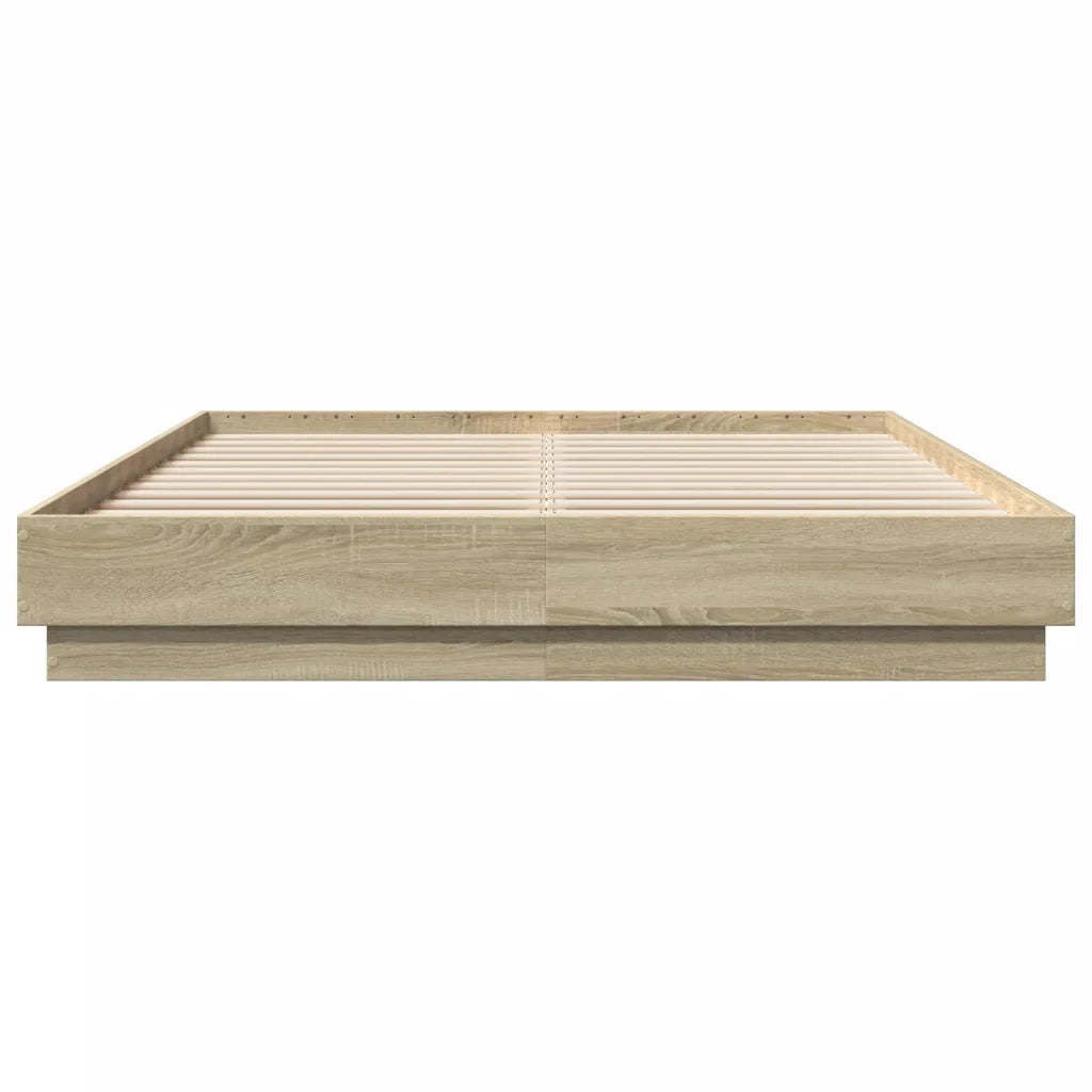 Giroletto con Luci LED-Struttura Letto Rovere Sonoma 150x200 cm