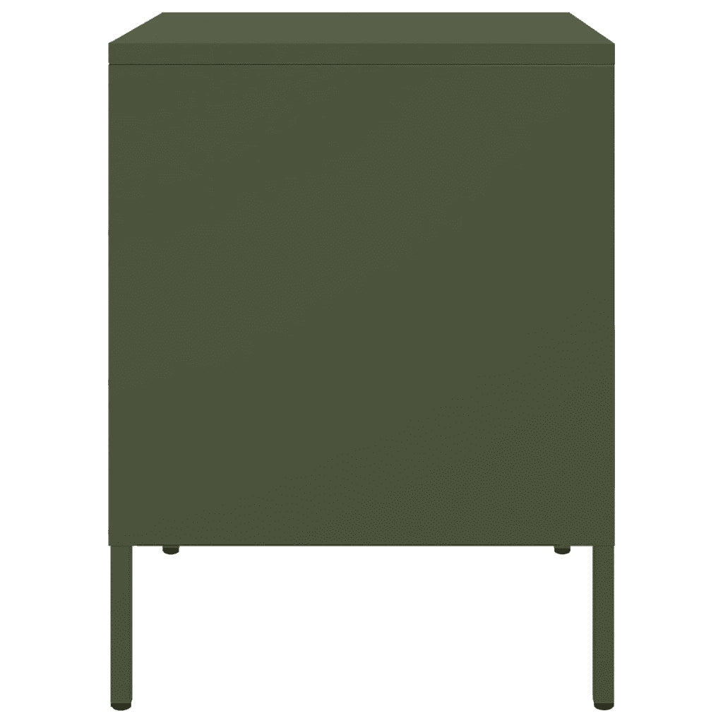 Comodini 2 pz-Set di 2 Tavolino da notte Verde Oliva 36x39x50,5 cm in Acciaio 649400