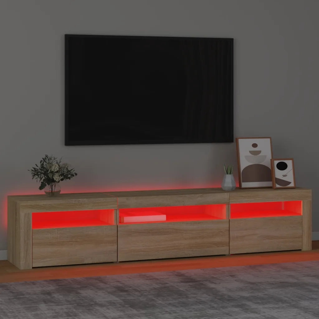 Mobile Porta TV con Luci LED Rovere Sonoma 195x35x40 cm 3152740