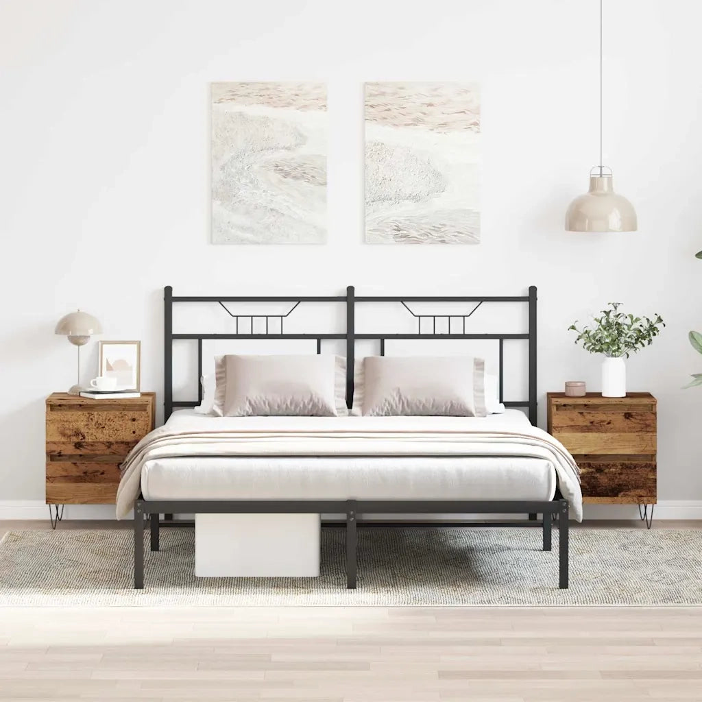 Set di 2 Comodini | Armadio da Notte | Mobiletto da notte Legno vecchio 40 x 35 x 50 cm