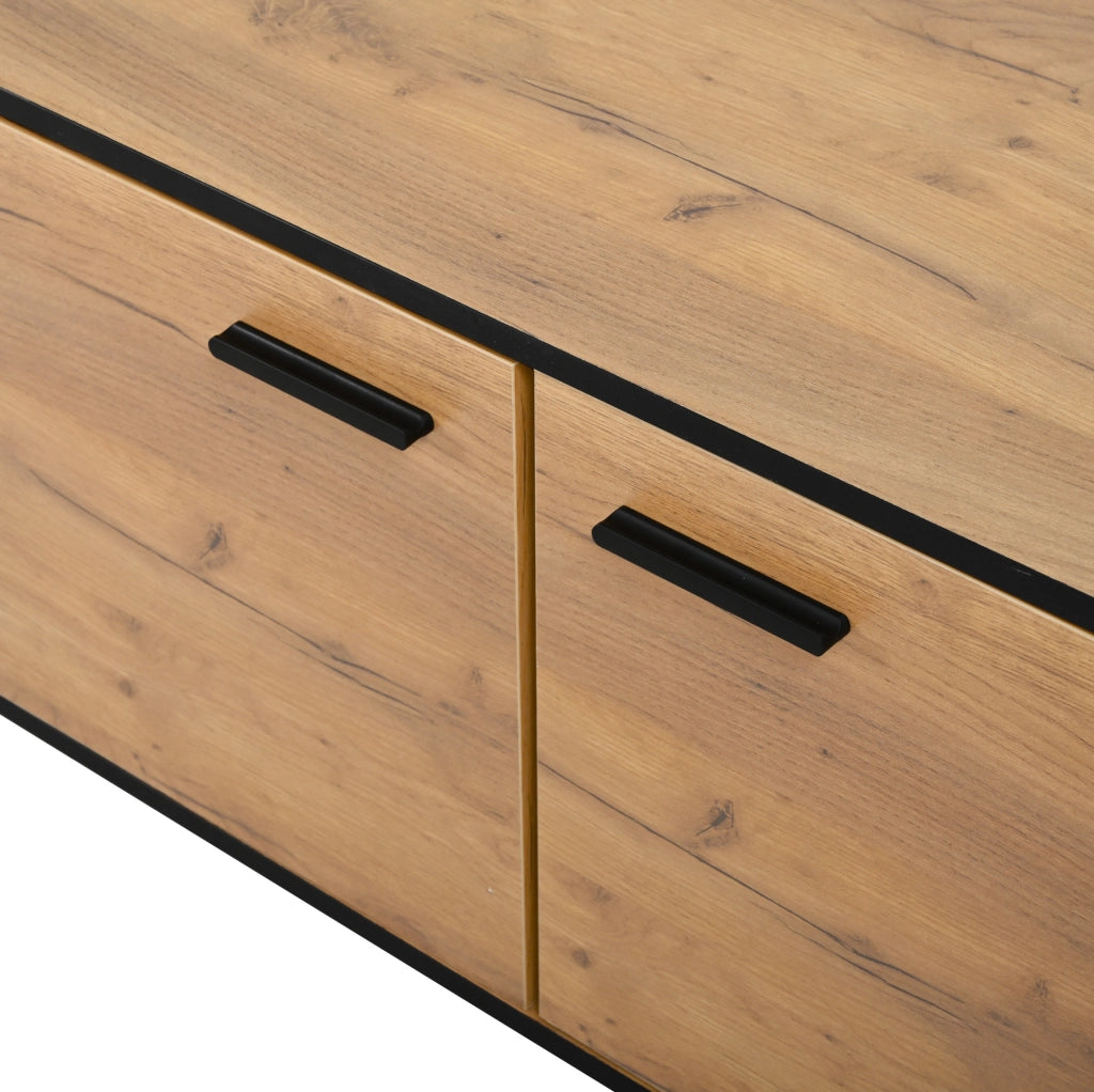 Mobile TV 180x32;5x50 cm con 3 ante e cassetto nero effetto legno HOMVRA