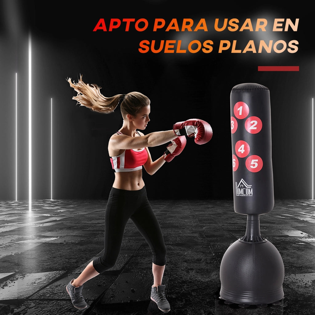 Saco de Boxeo de Pie 165 cm con Base Rellenable de Agua o Arena ¨C zephmum ¨C 50x50x165 cm Nero
