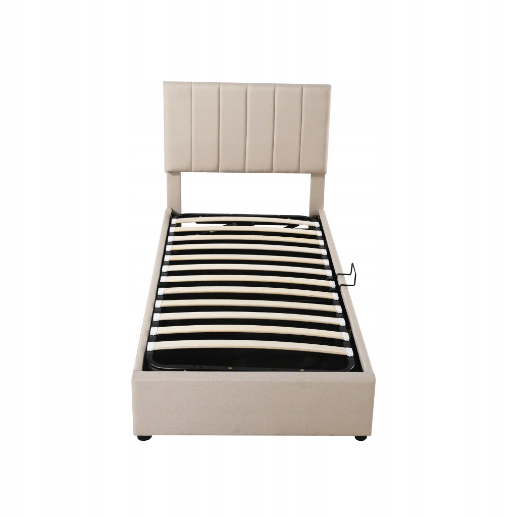Letto imbottito 90x200 - Xylo - Beige con telaio sollevabile