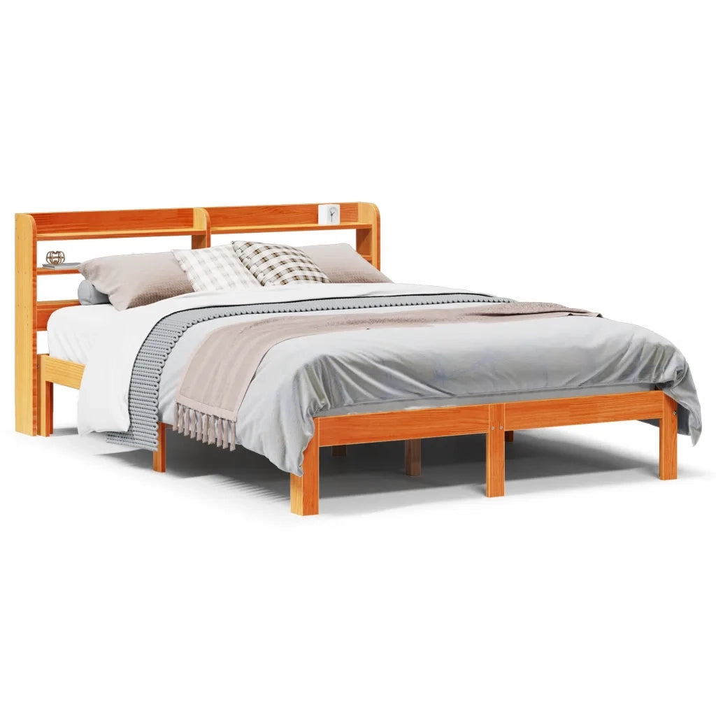 Letto senza Materasso Marrone Cera 135x190 cm in Legno di Pino 3306801