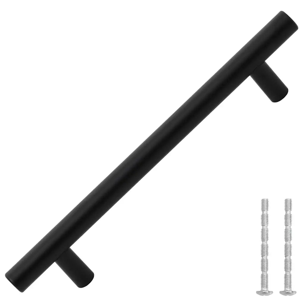 Poignées d'armoire 10 pcs noir entraxe 128 mm longueur totale 192 mm acier inoxydable