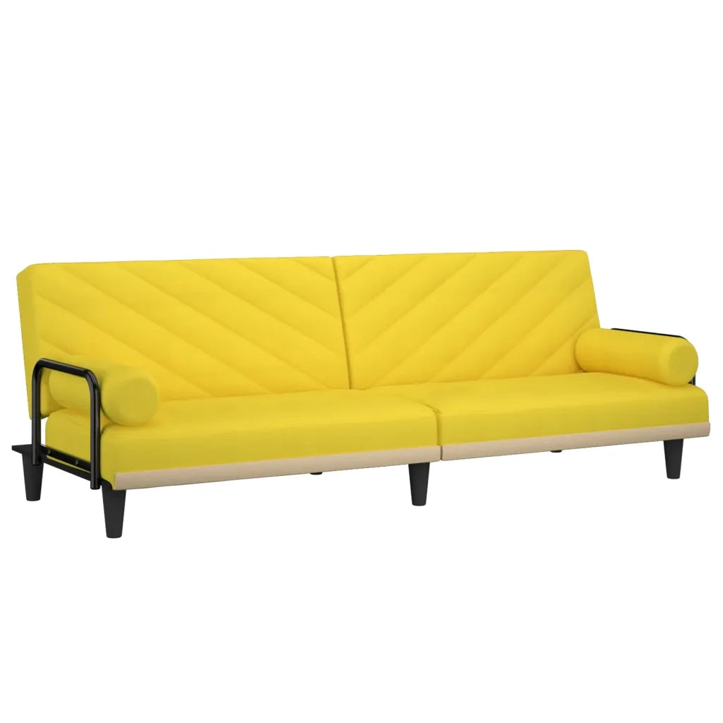 Divano letto | Sof¨¤ letto | Letto singolo con Braccioli Giallo Chiaro in Tessuto