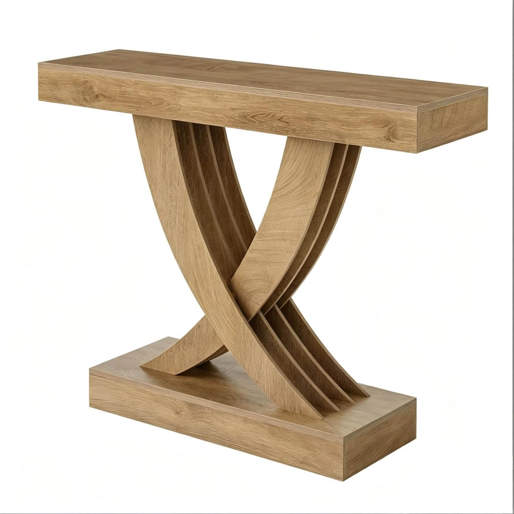 Consolle ULEVR 110 cm in MDF marrone con base a X, tavolo da ingresso e soggiorno