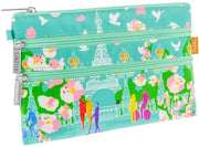 Borsa con 3 cerniere, 20 x 13 x 1 cm, polyester, Parisienne 2, multicolore