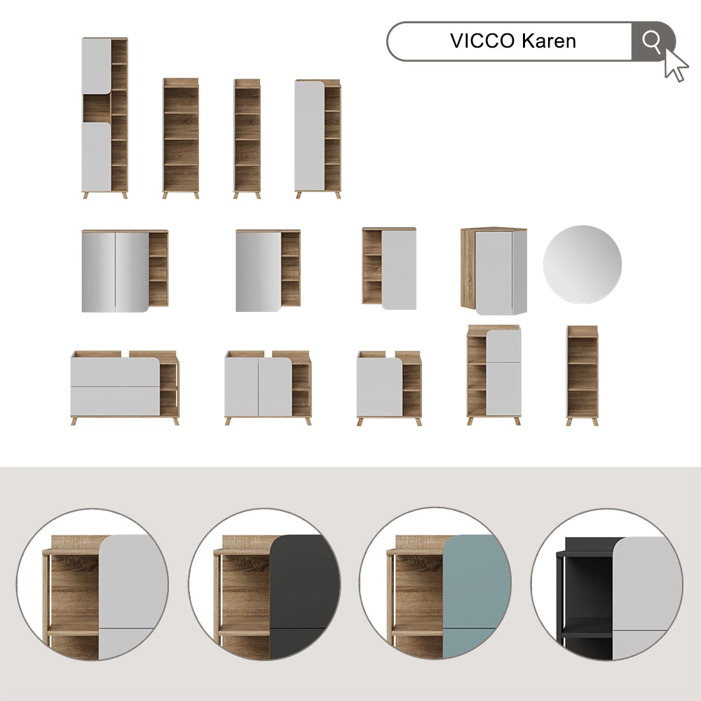 Vicco Mobile a specchio Sonoma/blu 60 x 75 cm