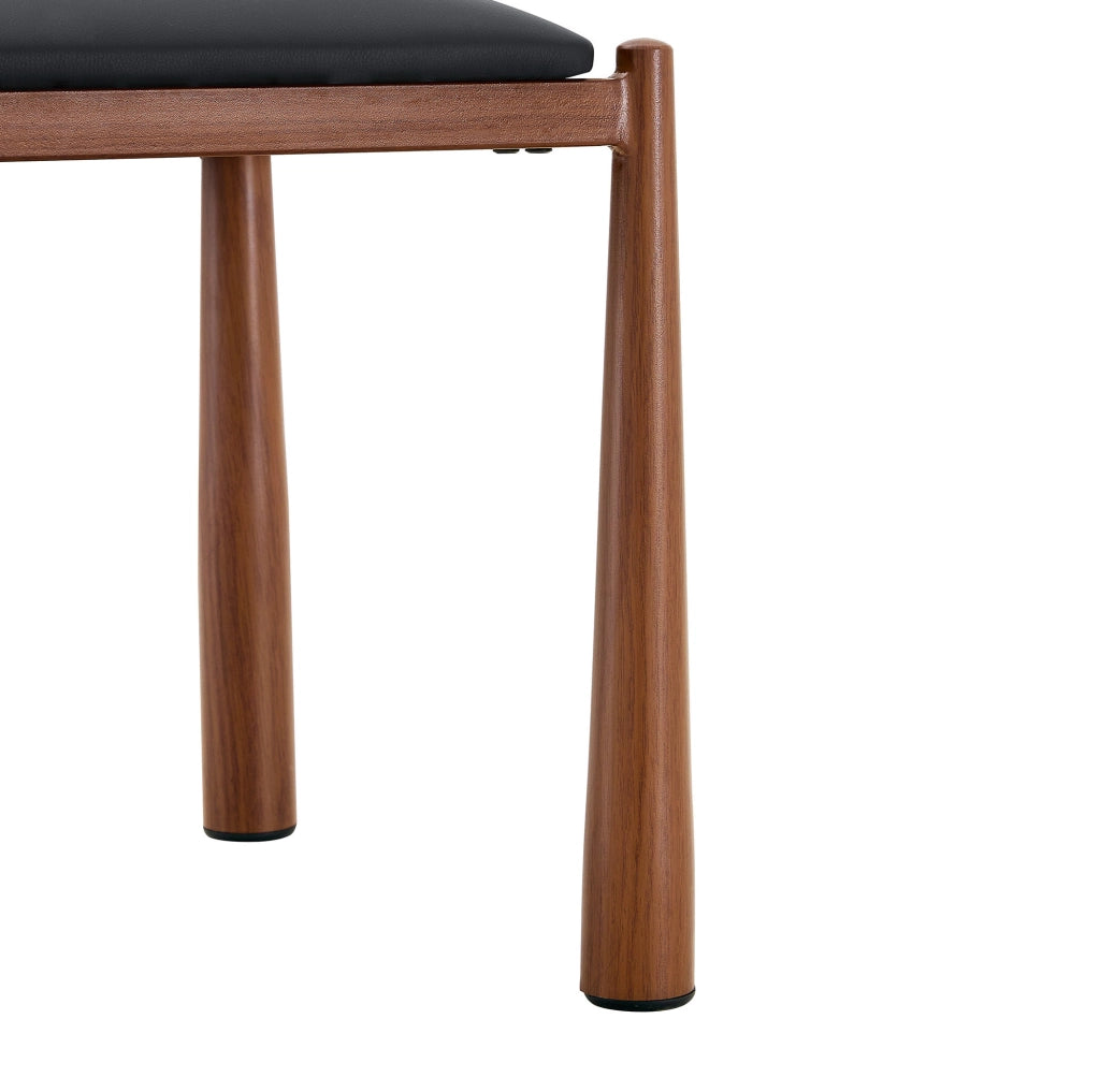 Set 2 sedie da pranzo in PU nero con gambe in metallo HOMVRA