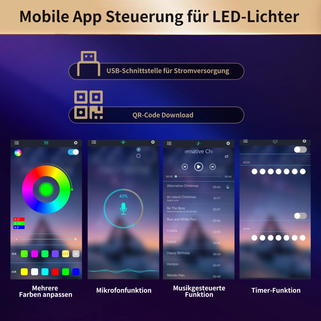 Mobile colonna con LED controllati da app ripiani regolabili e USB in MDF 120 × 40 × 180 cm