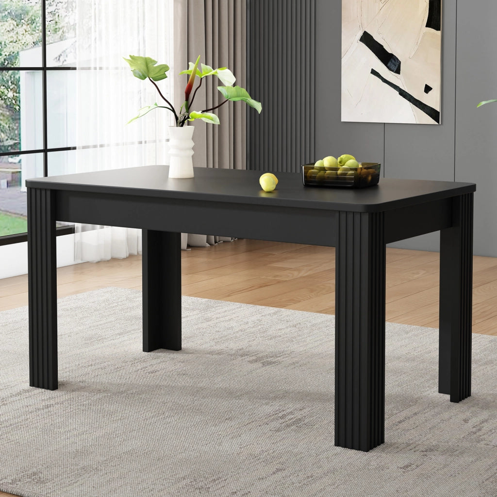 Tavolo da pranzo 116x65x75 cm in truciolato nero moderno, 4 gambe