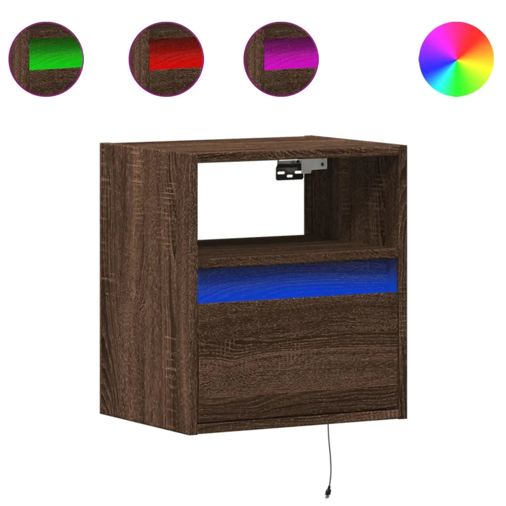 Mobile TV a Parete | Armadietto TV | Mobile Porta TV con Luci LED Rovere Marrone 41x31x45 cm