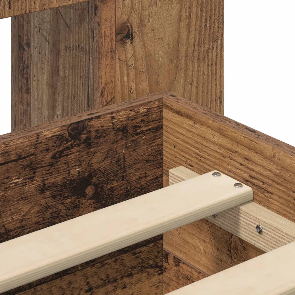 Letto singolo | Letto per adulti | Telaio del letto con storage Legno antico 80 x 200 cm
