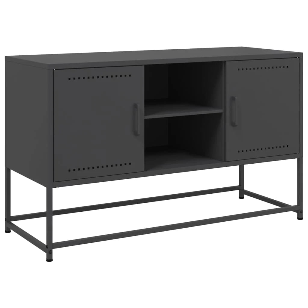 Mobile TV multimediale scaffale TV credenza mobile TV sala da pranzo soggiorno camera da letto 100,5 x 39 x 60,5 cm acciaio nero 02_0025550