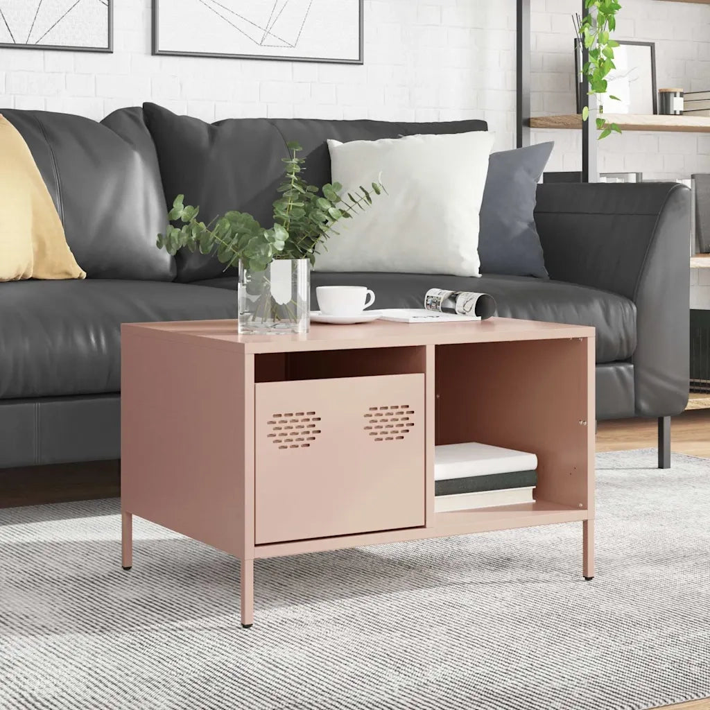 Tavolino Rosa 68,5x50x43,5 cm in Acciaio Laminato a Freddo 851281