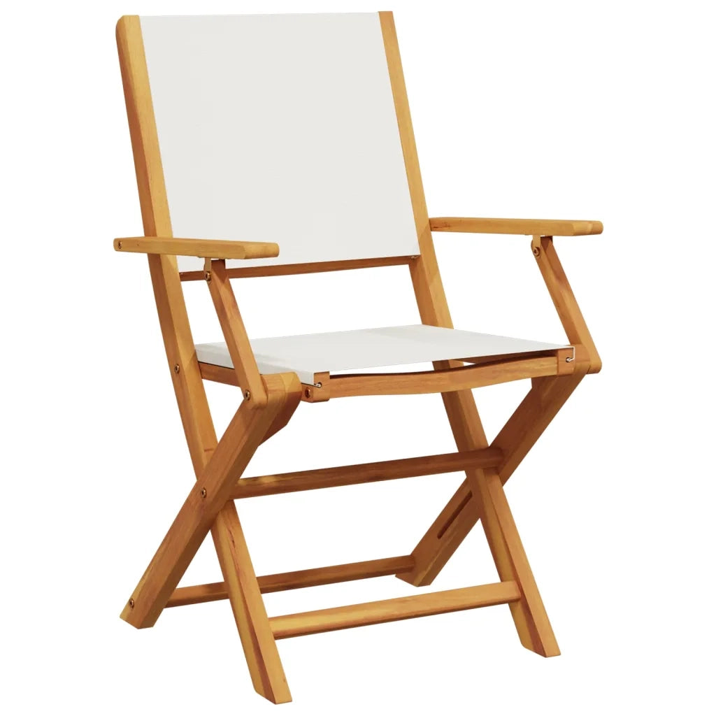 Set Pranzo da Giardino 5pz | Set Salotto da Giardino Crema in Tessuto e Legno Massello