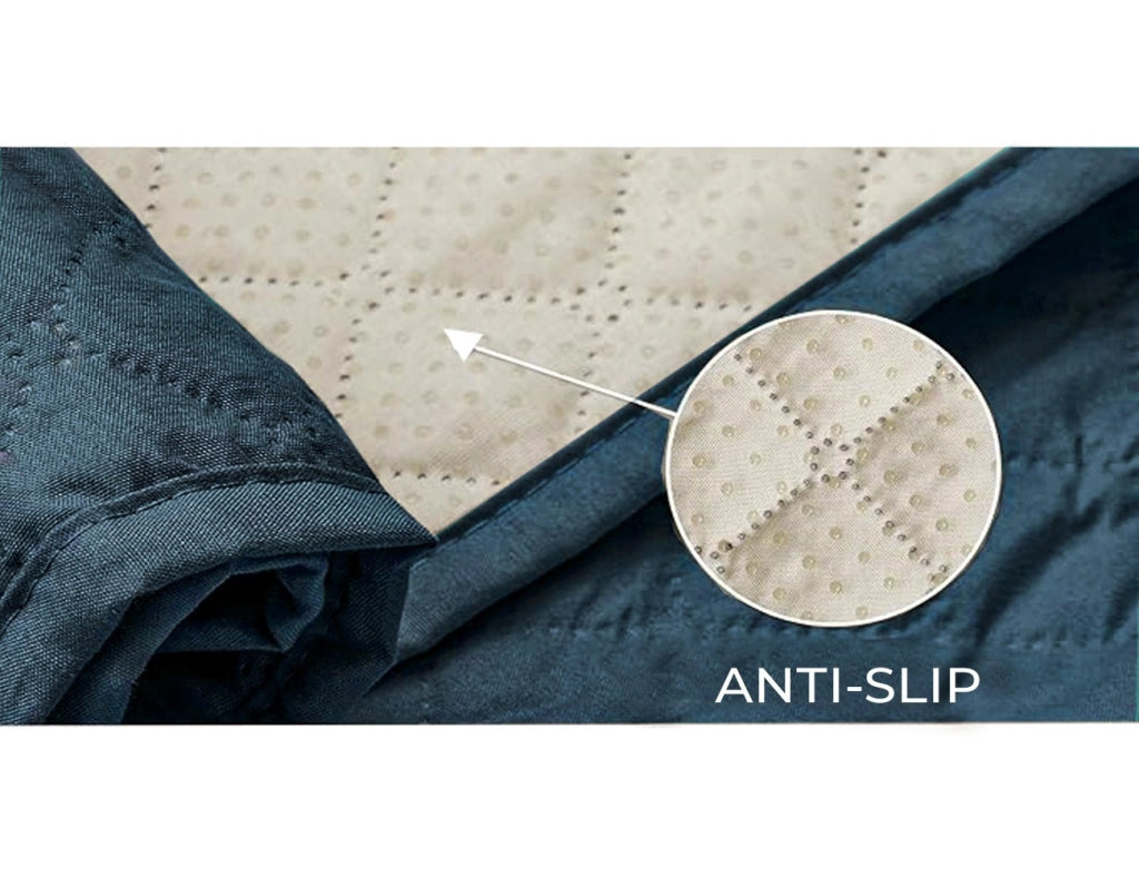 Copridivano Impermeabile Tasche Laterali Proteggi Divano Antimacchia Antiscivolo 2 Posti Blu