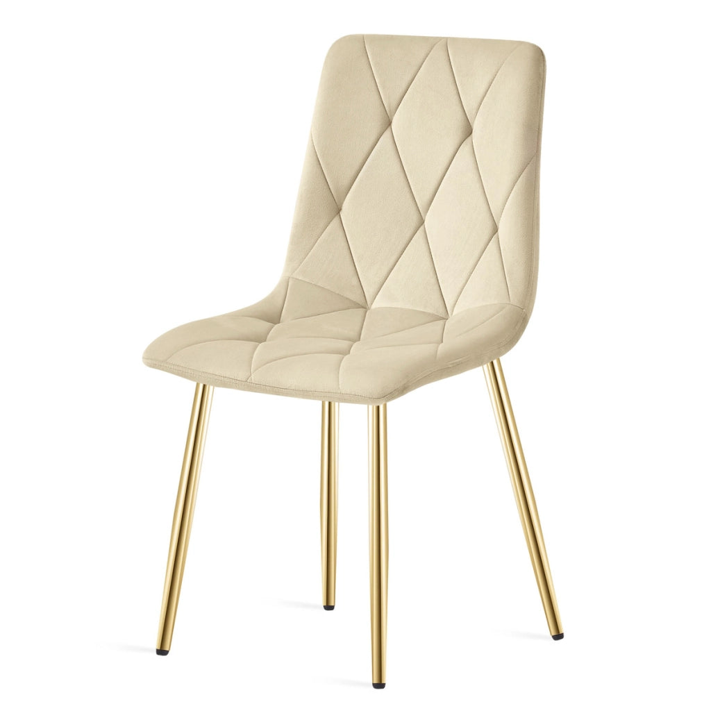 Set di 2 sedie Libra in velluto beige e gambe oro
