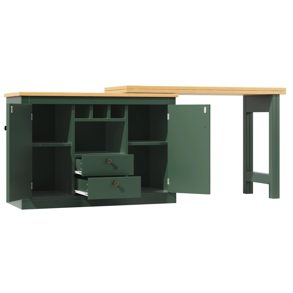 Tavolo allungabile con vani e portabottiglie - per soggiorno e cucina - in MDF - verde