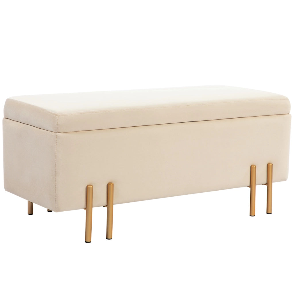 Divano letto imbottito con cassetti ¨C Minimal ¨C Beige, 100x40x42 cm