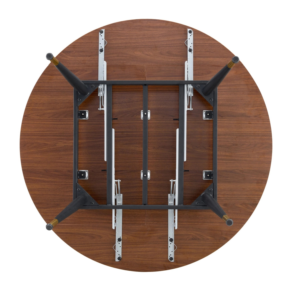 Tavolo da pranzo allungabile rotondo trasformabile in ovale in MDF e metallo color noce 135 × 85 × 77 cm