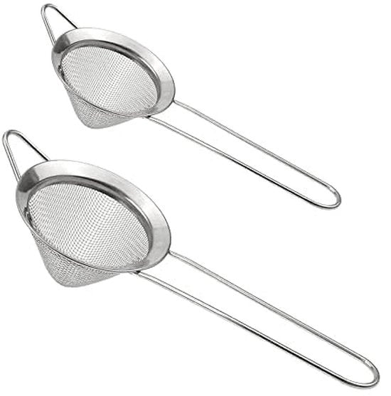 Set di Setacci per Cocktail da 2 pezzi - Acciaio Inossidabile - Fitta - Setaccio a Cono - Per Bevande, Tè, Succo - Manico Ergonomico