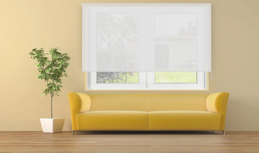 VIEWTEX Tenda a rullo traslucida Cotone (Cotone riciclato) Bianco 90 X 250cm - Made in Europe - 5 anni di garanzia