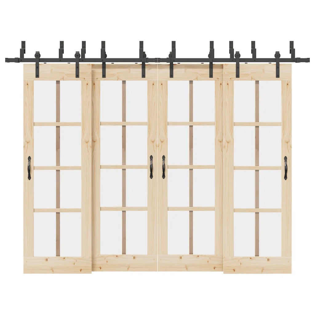 Kit di Binari per Porte Scorrevoli 305 cm Acciaio Nero