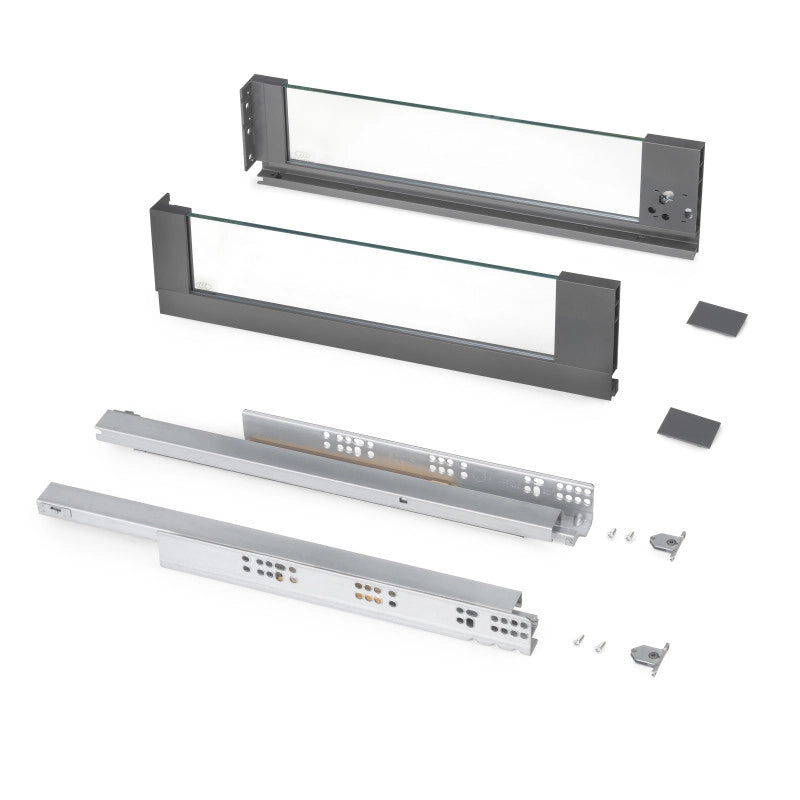 Cassetto esterno Vertex 40 kg con laterale in vetro 131 mm di altezza, 500 mm di profondità, Acciaio, Alluminio e Vet..