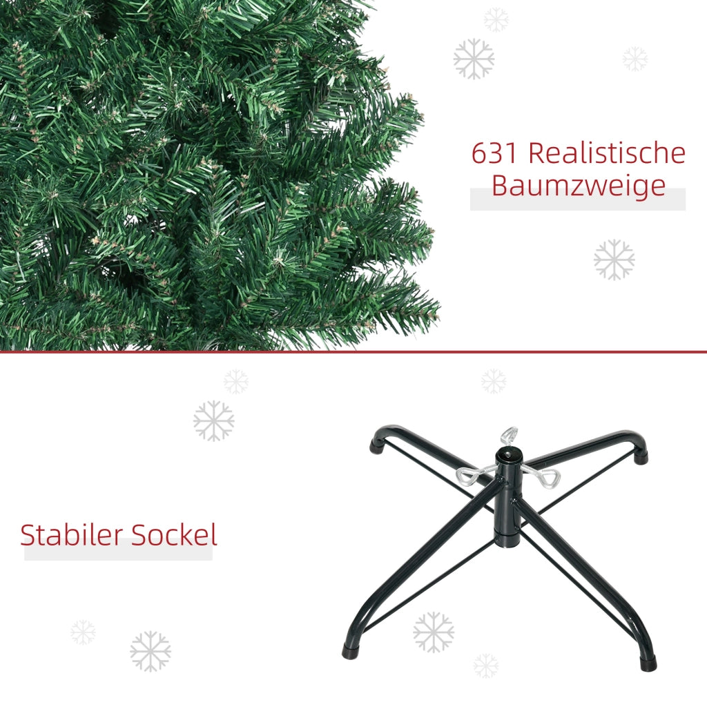 Albero di Natale artificiale 2.1 m verde con 390 rami; 631 punte e supporto smontabile per interni