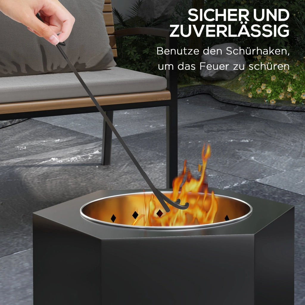 Braciere per esterno ¨C Minimal ¨C Argento Nero 45x39x47 cm