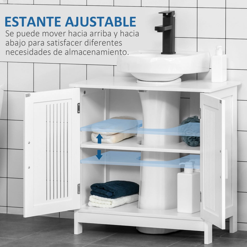 Mobile Sottolavabo Bagno con 2 Ante ¨C Minimal ¨C Legno Bianco 60x30x60 cm