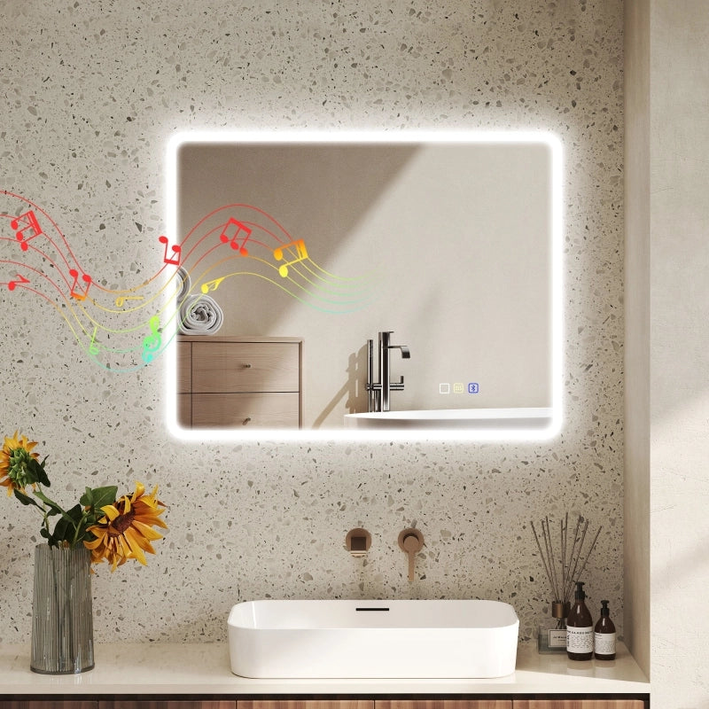 Specchio da bagno LED con Bluetooth; 354 LED; luce regolabile in 3 tonalità; antiappannamento; IP44 e comandi touch