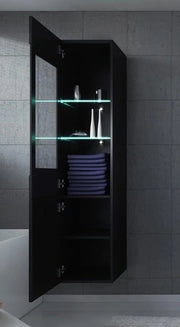 Cassettiera da bagno 131 cm alta lucida nera - cassettiera alta mobilia bagno mobile da parete cassettiere da bagno alte
