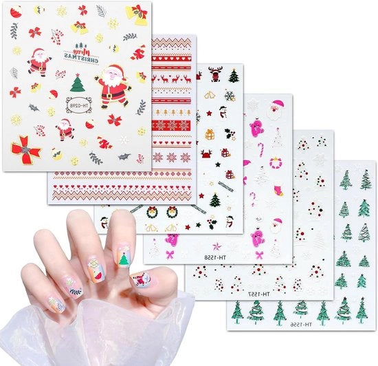 Decorazioni per unghie glitter per Natale 6 fogli decorazione per unghie con neve e fiocchi per vacanze invernali