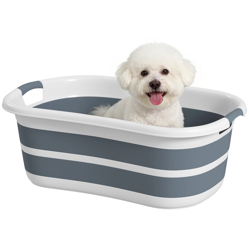 Vasca da bagno per cani pieghevole e portatile con foro di drenaggio ¨C Minimal ¨C grigio