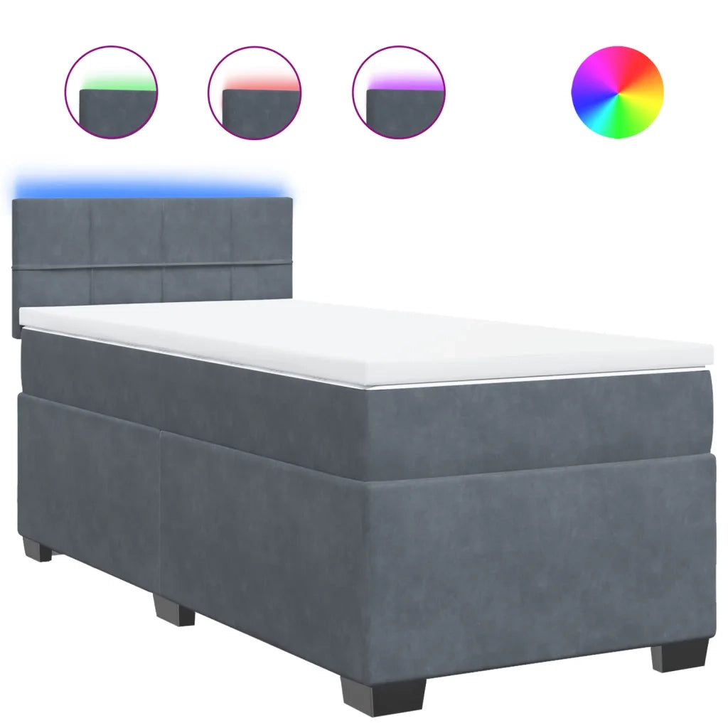 Giroletto a Molle con Materasso-Struttura Letto Grigio Scuro 90x190 cm Velluto 849050