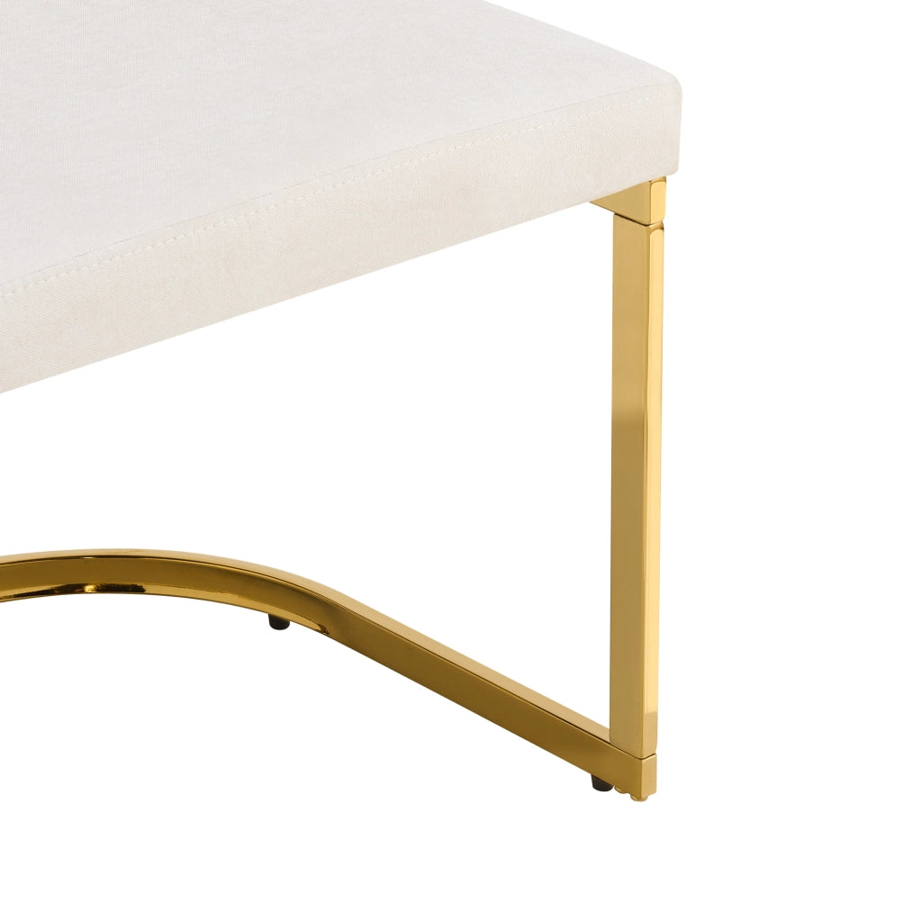 Set 6 sedie da pranzo in ciniglia beige con gambe metalliche dorate HOMVRA