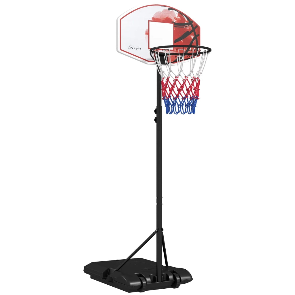 Canestro da Basket con Supporto, Altezza Regolabile 179-209 cm, Ruote, Base in Acciaio, Uso Esterno, Multicolore
