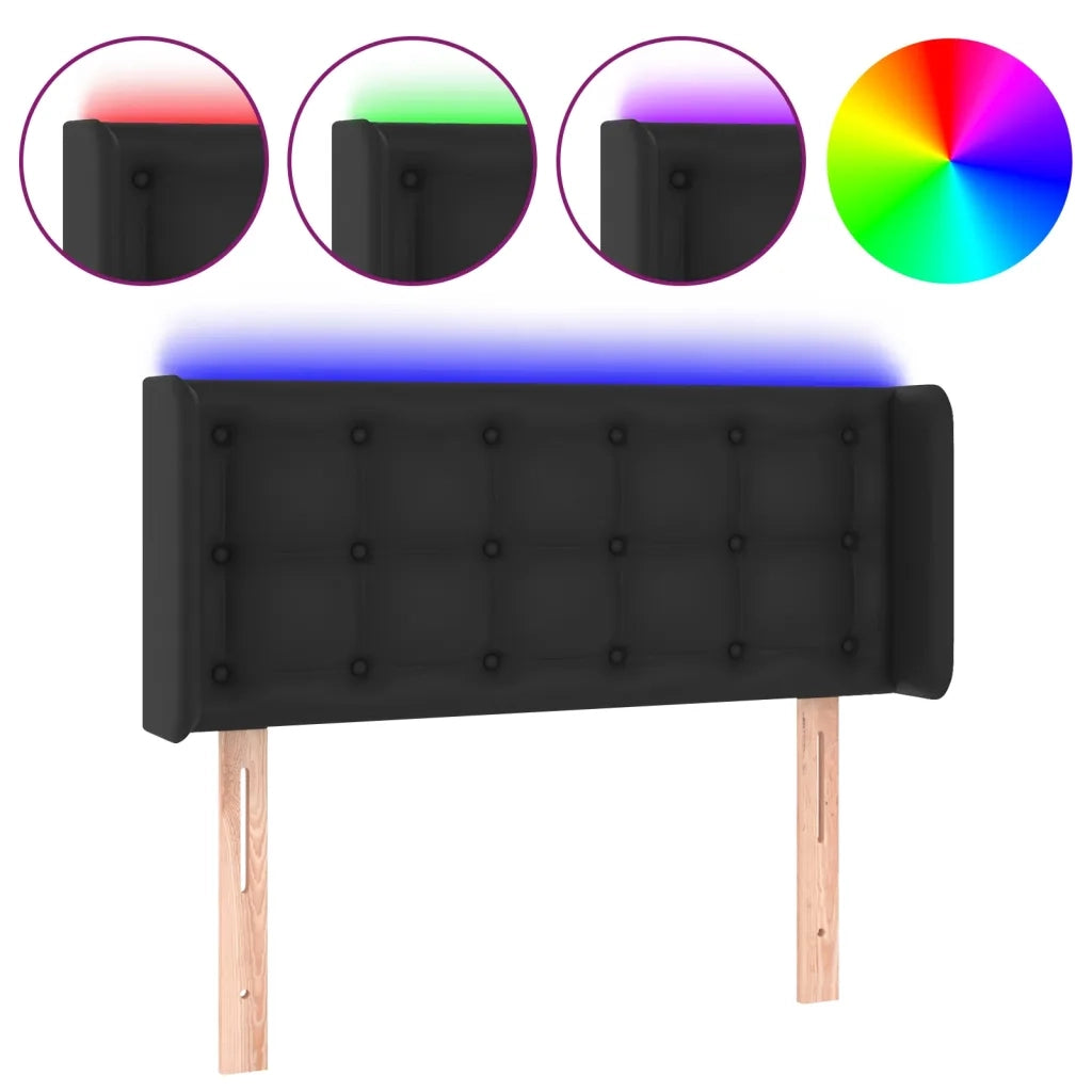 Testiera a LED-Testata con LED Nera 103x16x78/88 cm in Similpelle 915451
