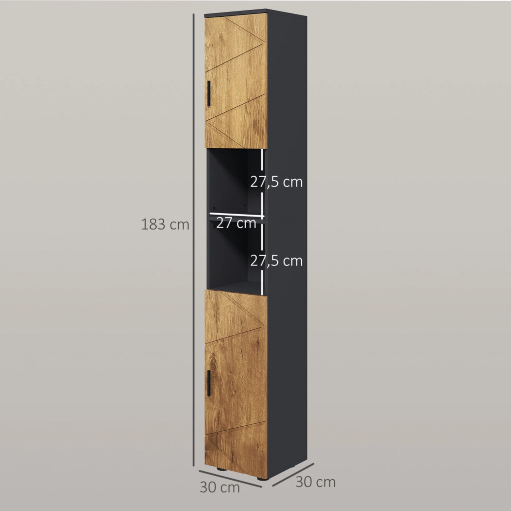 Colonna bagno 2 porte ¨C Minimal ¨C 30x30x183 cm rovere grigio scuro