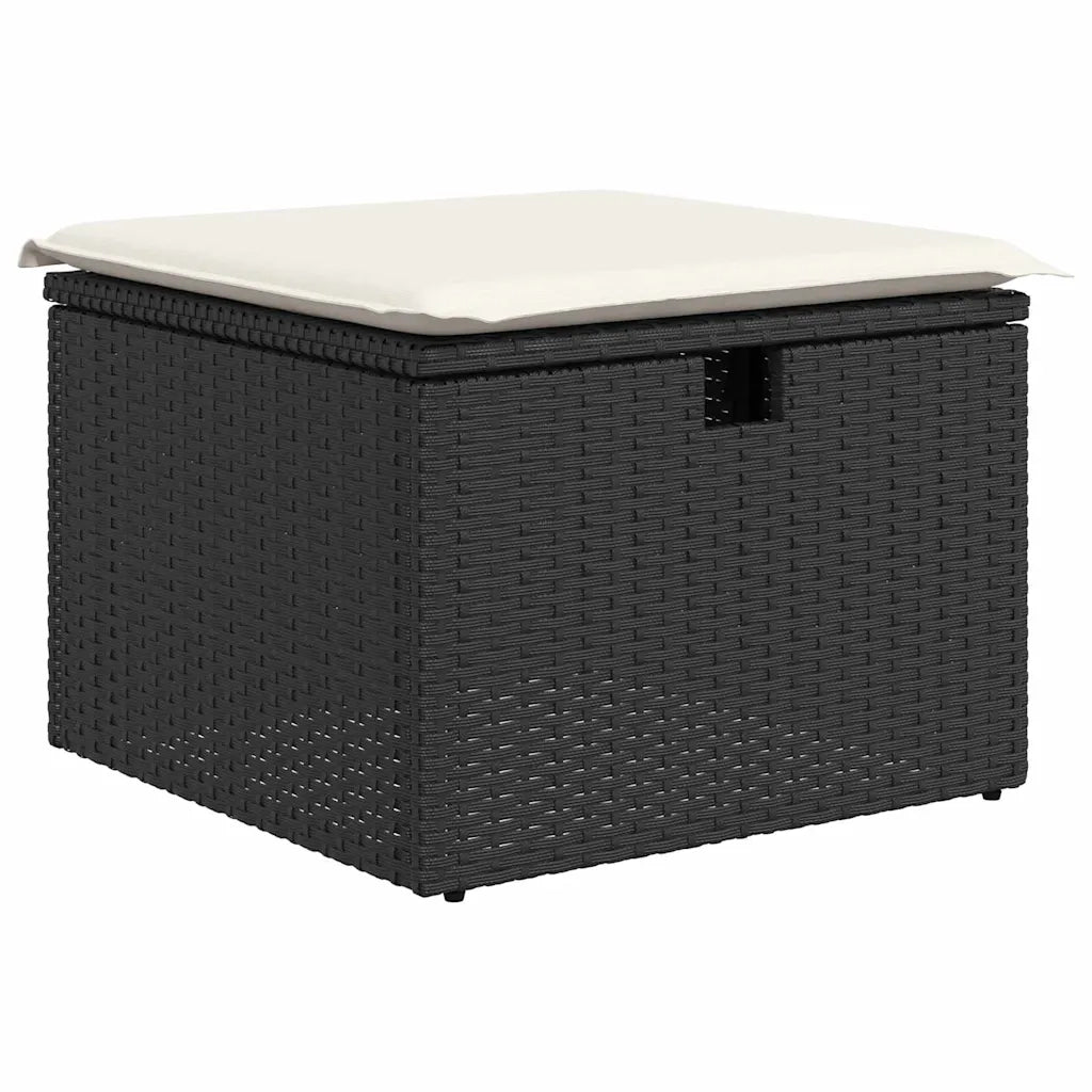 Set Divano da Giardino con archiviazione 8 pcs Nero Poly Rattan