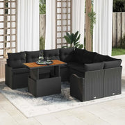 Set Divano da Giardino con archiviazione 9 pcs Nero Poly Rattan