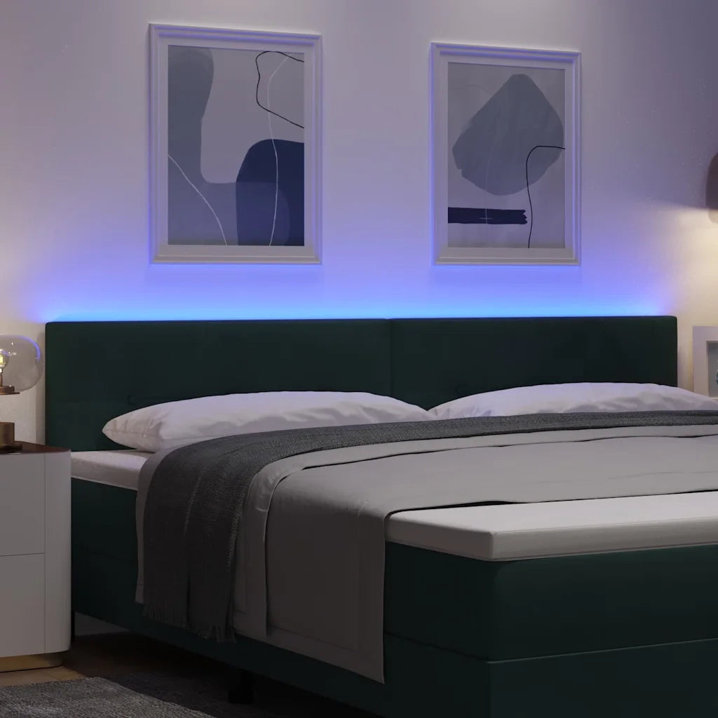 Testiera | Testata LED con strisce LED Verde 200 cm Velluto