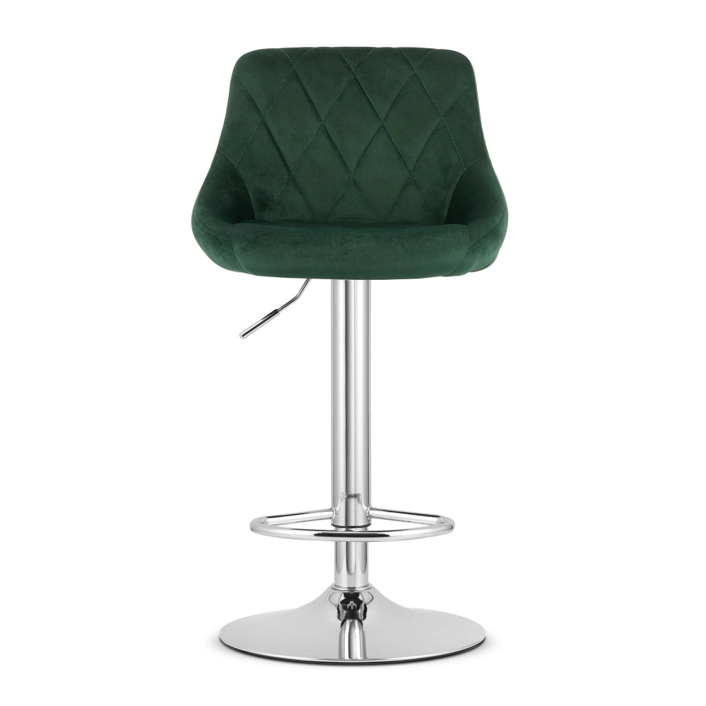 Sgabello girevole Valora DAKA in velluto verde con base cromata
