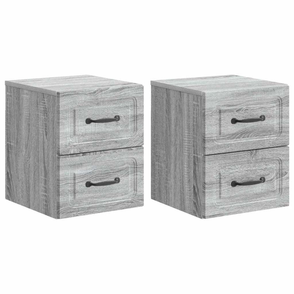 Mobiletto da notte a muro 2 pz Grigio Sonoma 34,5 x 33 x 40 cm 899328