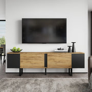 Mobile TV 180x40x55 cm con 2 ante e ripiani laterali in truciolare
