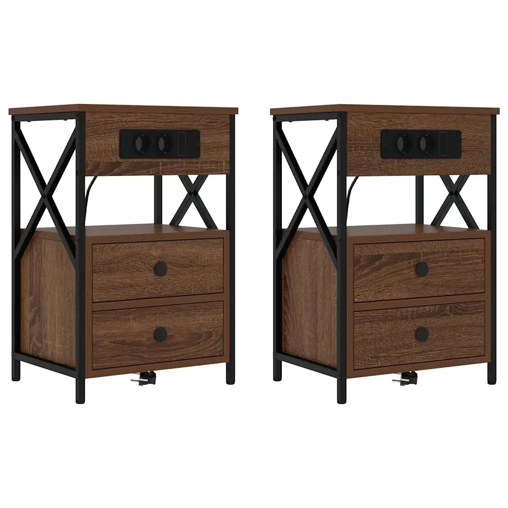 Armadio da Notte 2 pcs Rovere Marrone 40 x 31 x 60 cm 859469